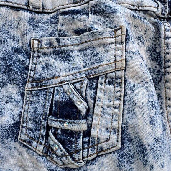 HTF RARE VTG Y2K Acid Wash Distressed Frayed Blue Jeans Wms High Waist 34 Skinny - Picture 6 of 16